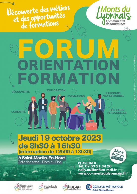 Affiche forum orientation formation à Saint-Martin-en-Haut le 19 octobre 2023