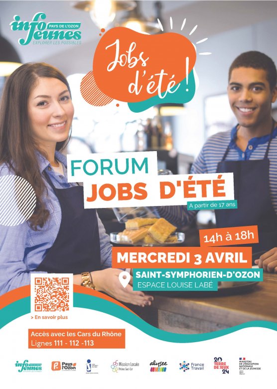 Affiche forum jobs d'été Saint-Symphorien-d'Ozon le 3 avril 2024