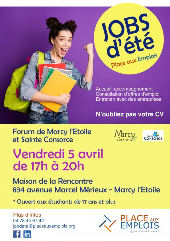 Forum jobs d'été à Marcy-l'Etoile le 5 avril 2024
