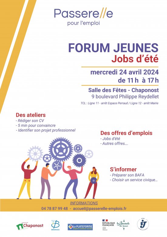 Affiche forum jobs d'été à Chaponost le 24 avril 2024
